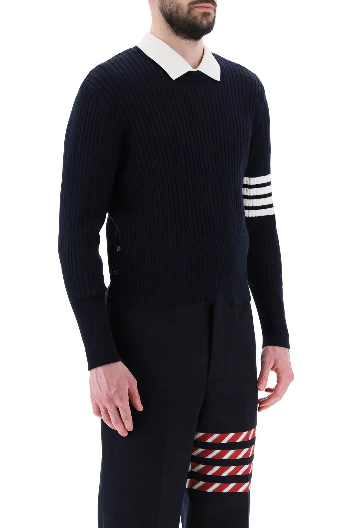 Thom browne crew-neck sweater with 4-bar motif