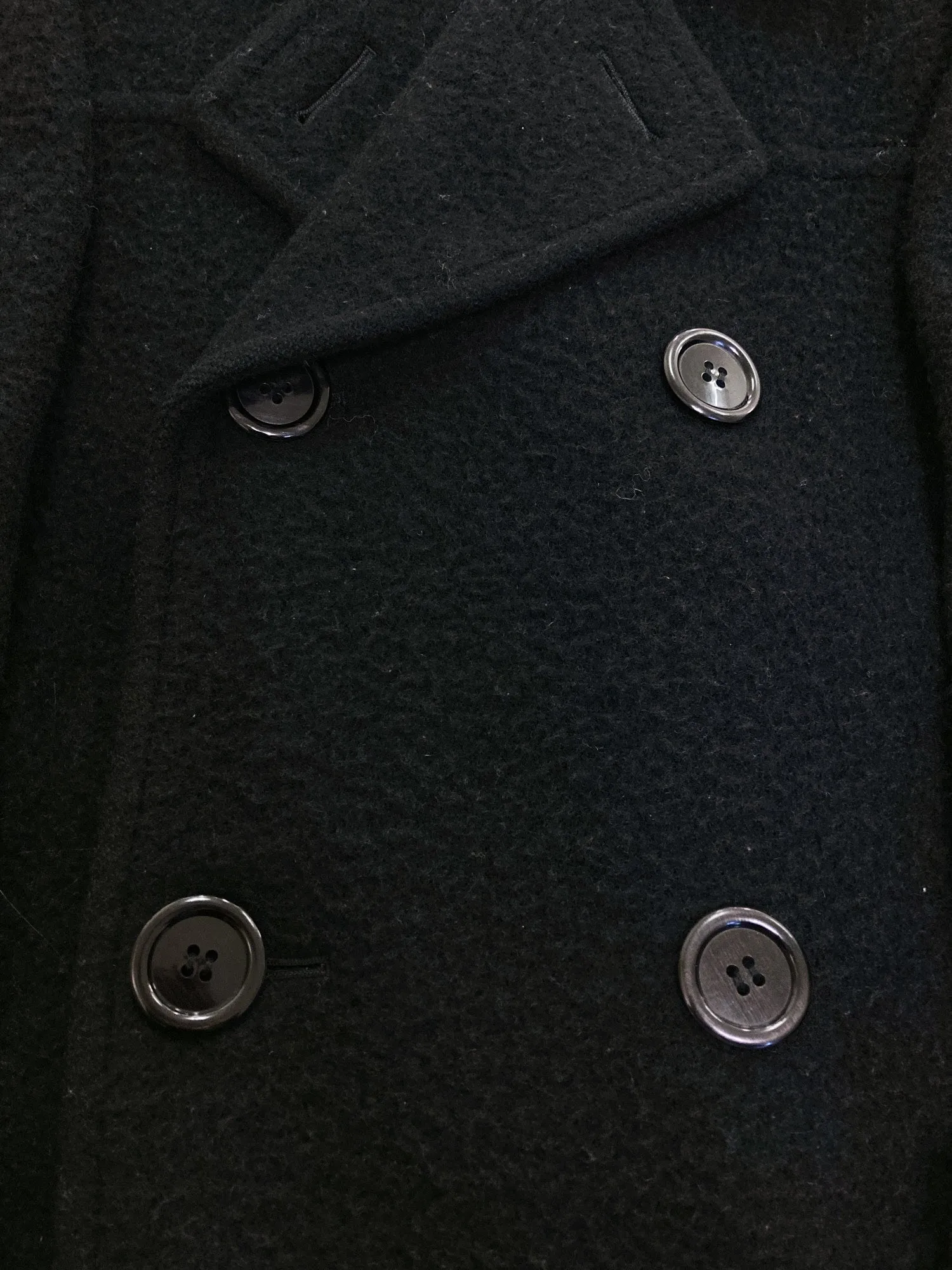 Tricot Comme des Garcons AW1995 black wool melton big button peacoat