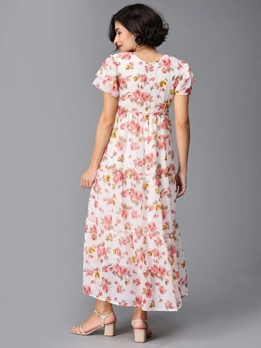 Vanilla Garden Floral Tired Maternity Dress