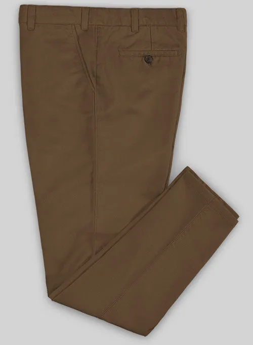 Washed Brown Stretch Chino Pants