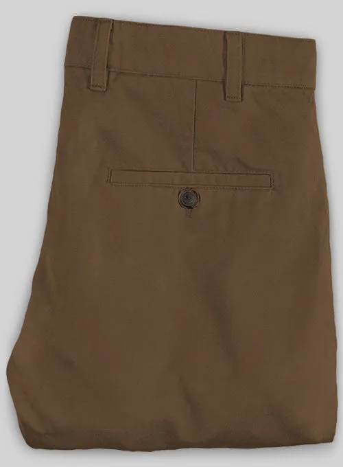 Washed Brown Stretch Chino Pants