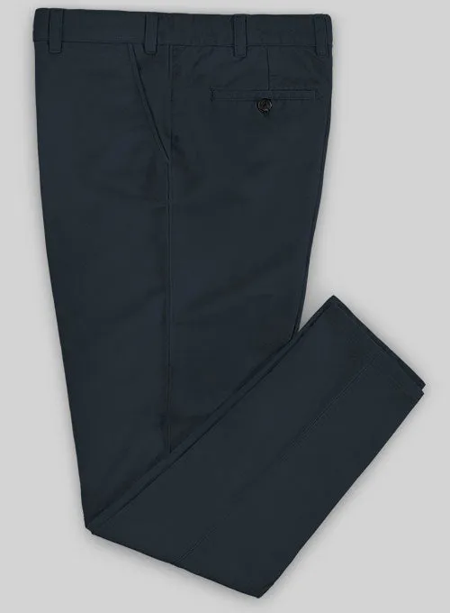 Washed Dark Blue Stretch Chino Pants