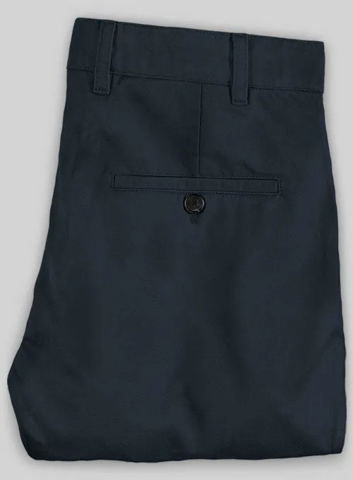 Washed Dark Blue Stretch Chino Pants