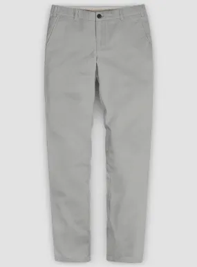 Washed Light Gray Feather Cotton Canvas Stretch Chino Pants