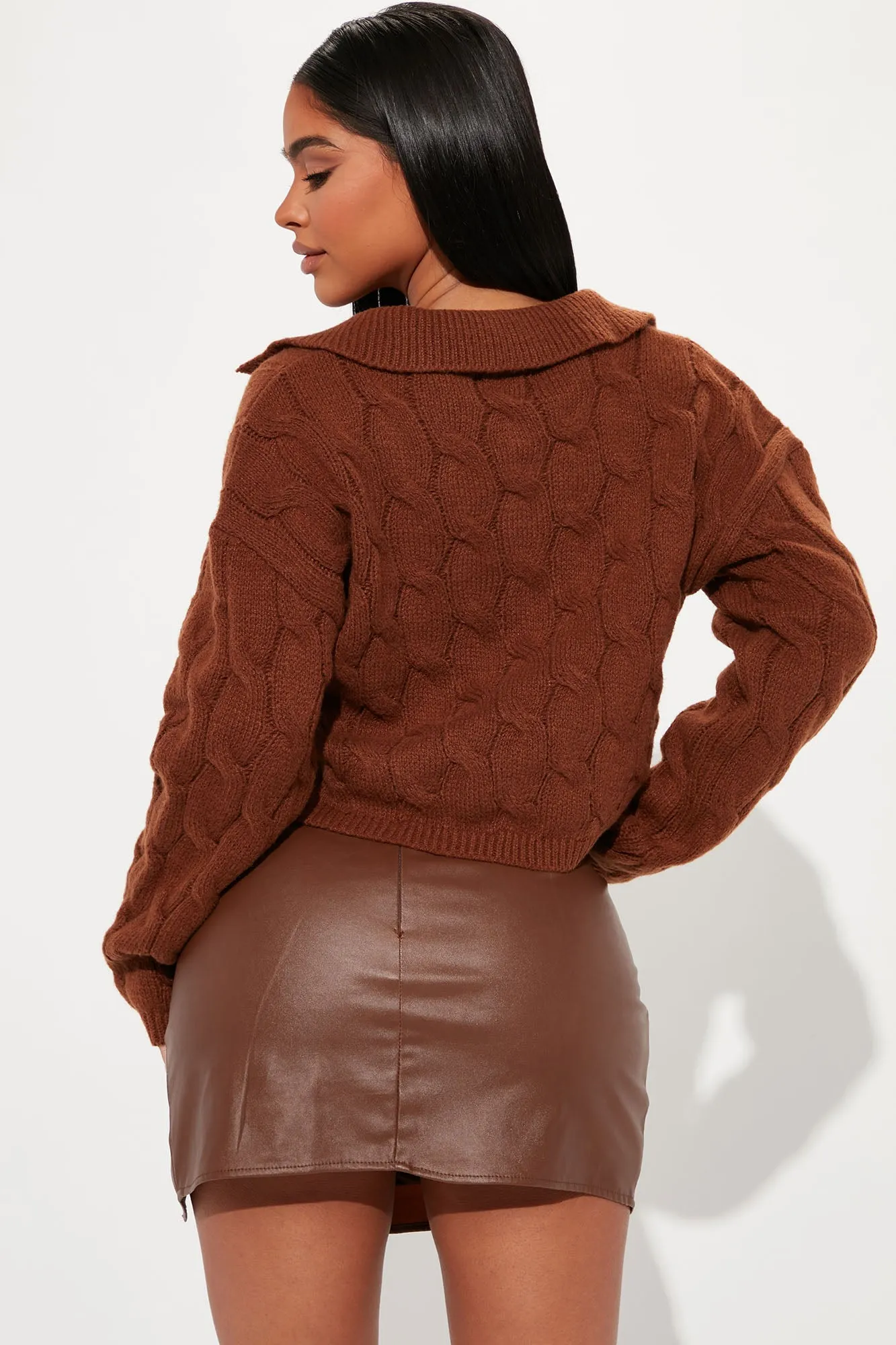 Without Warning Collared Sweater - Brown