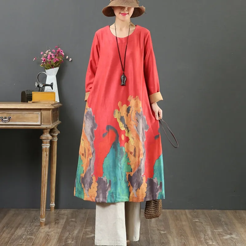 Women Casual Colored Prints Dress