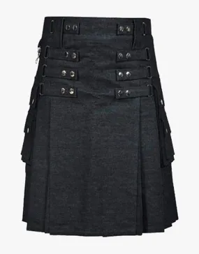 Women's Black Denim Kilt