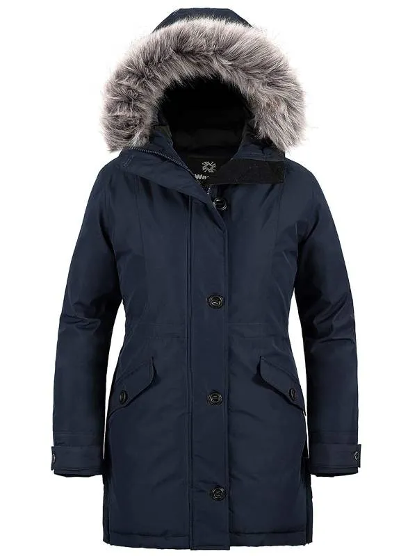 Womens Waterproof Winter Coat Warm Puffer Jacket Parka With Fur Hood