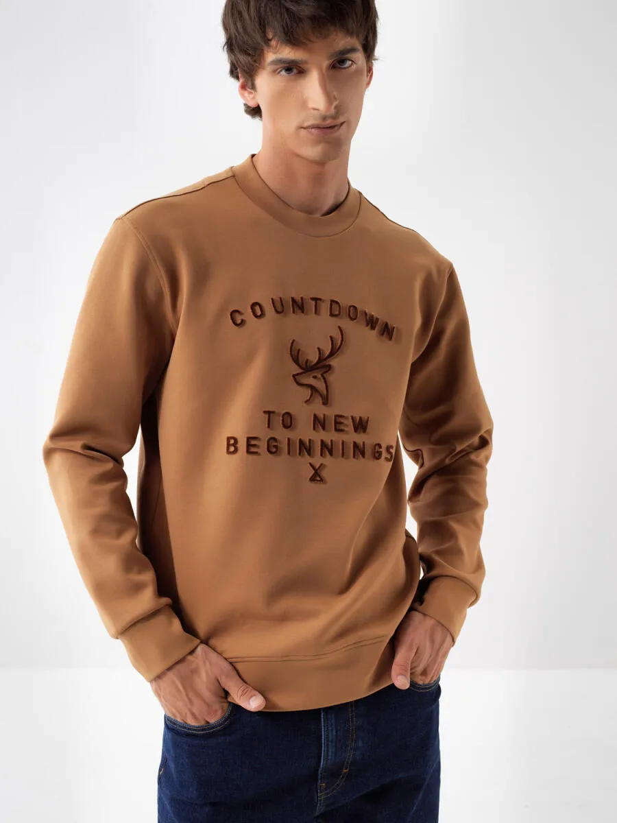 Xint Cotton Camel Printed Sweater