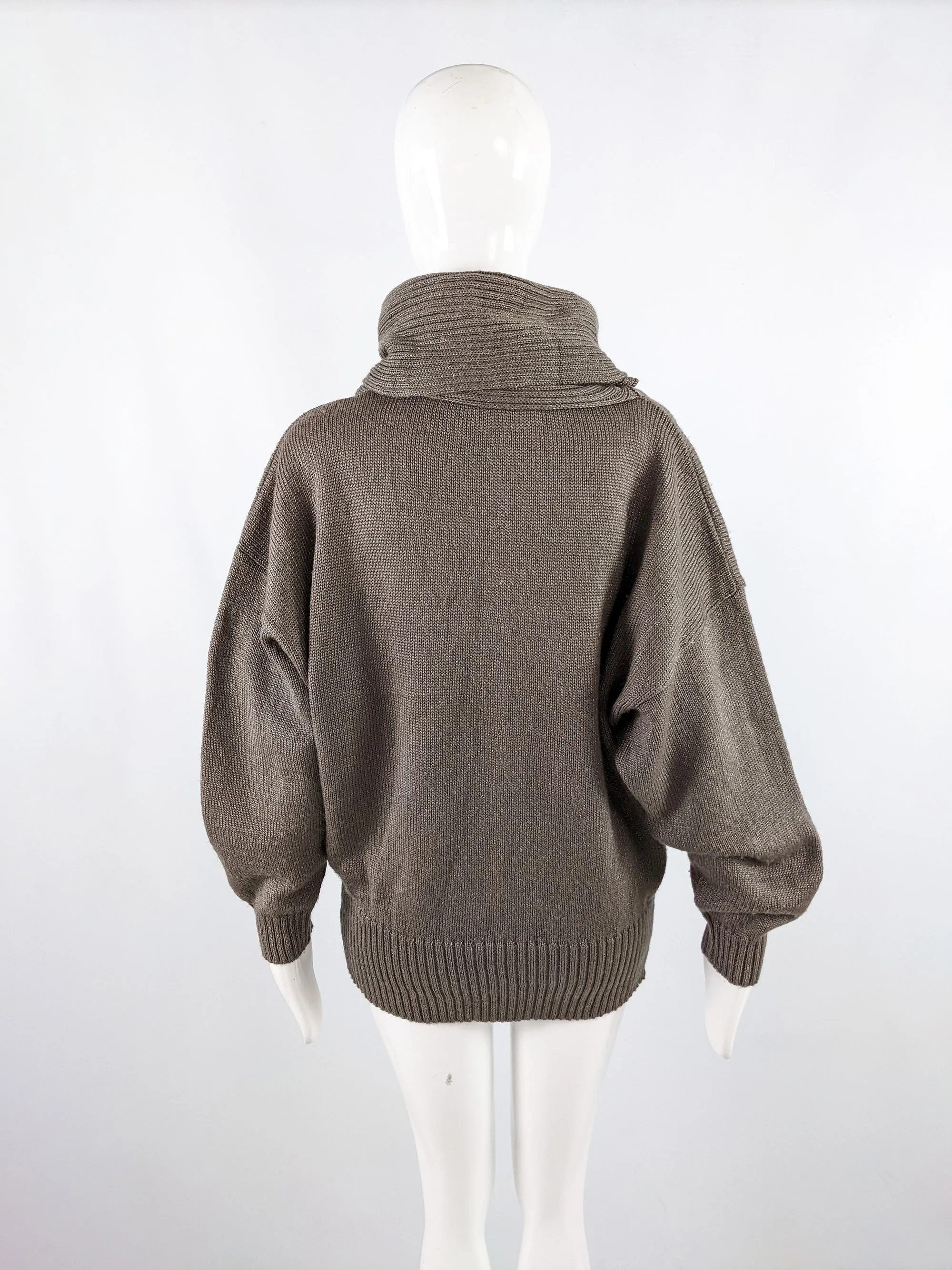 Zucchero Vintage Oversized Cowl Neck Womens Brown Italian Jumper, 1980s